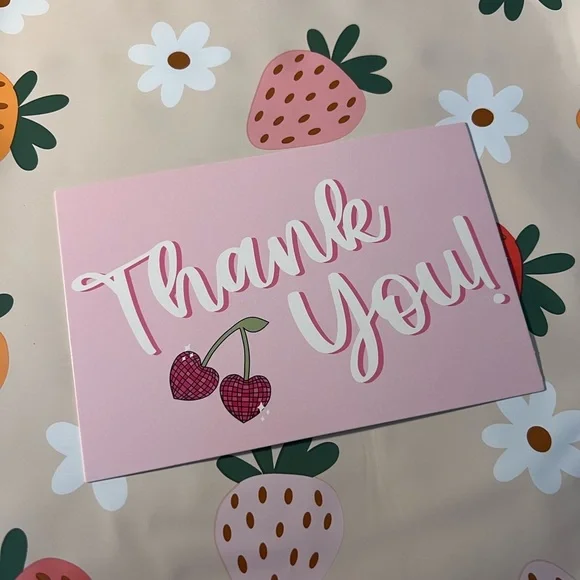 50PC Strawberry Shipping Supply Bundle–25 10x13 Poly Mailers + 25Thank You Cards