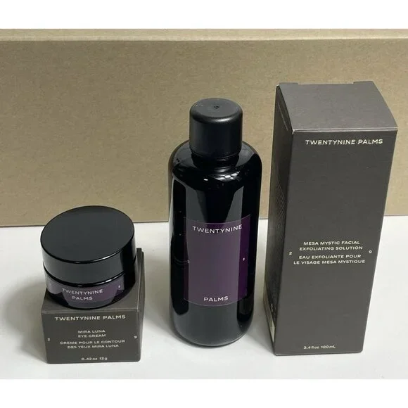 TwentyNine Palms Mira Luna Eye Cream .42 oz & Mesa Exfoliating Solution 3.4fl Oz