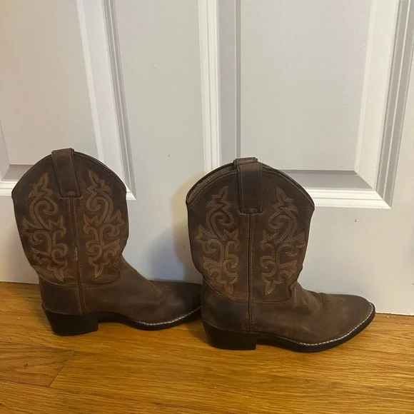 Justin Kids Brown Western Cowboy Boots 12 1/2D Bay Westerner 2253C