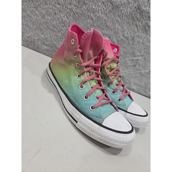 Converse Chuck Taylor All Star High Rainbow Metallic Star Kid Girls Sz4.5