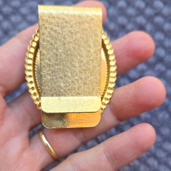 Vintage Limpet Shell Gold Tone and Cream Money Clip