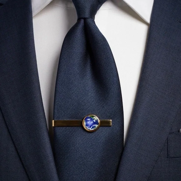 New Men's Stephen Oliver 18k Gold Plated Blue Tie Bar