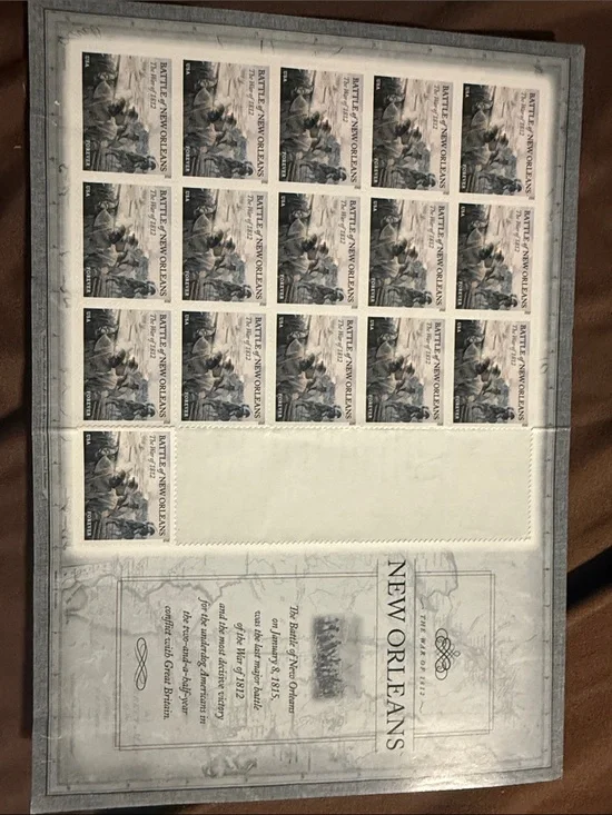 USPS Battle of New Orleans Forever Stamp Pane War of 1812 Collectible
