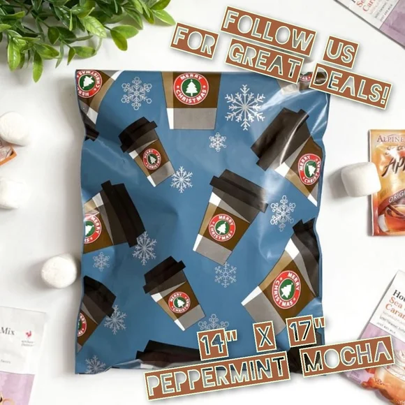 50 Peppermint Mocha Poly Mailers 14x17