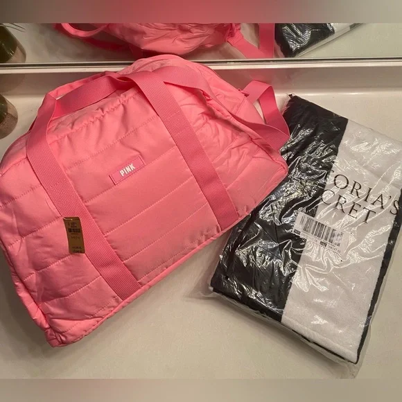 Victoria secret duffel bag and beach towel