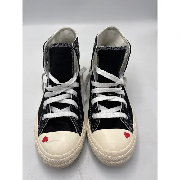 Converse Love Fearlessly Yourself First Black White Red‎ Heart, Kids Unisex Sz 2