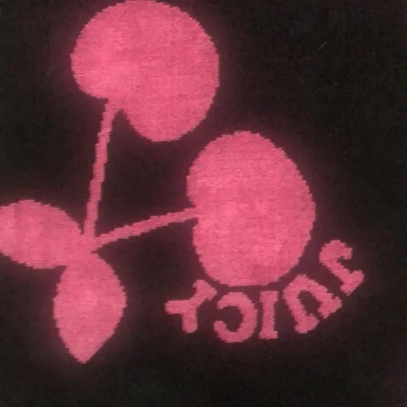 NWT Juicy Couture Black Background w/ Pink Cherries Beach Towel
