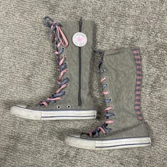 Converse Chuck Taylor All Star XX-MIDCALF Boots Girls 13 Gray Pink Sneaker Shoes