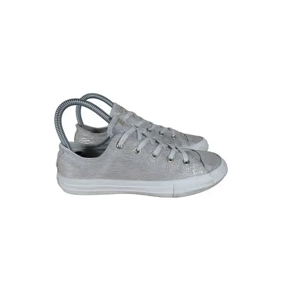 Converse All - CT Egret Low Top - Sneakers - Gray/Gold - Kids Little Girl's - 6