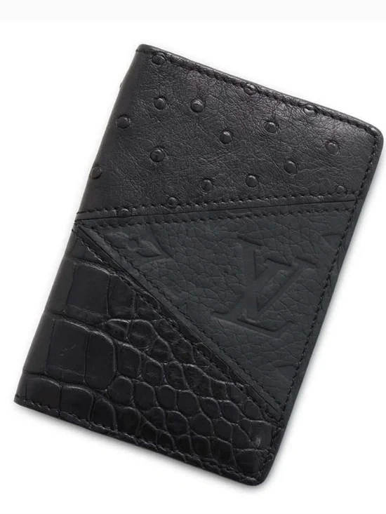 Louis Vuitton Organizer Poche Case Taurillon Alligator Ostrich Black