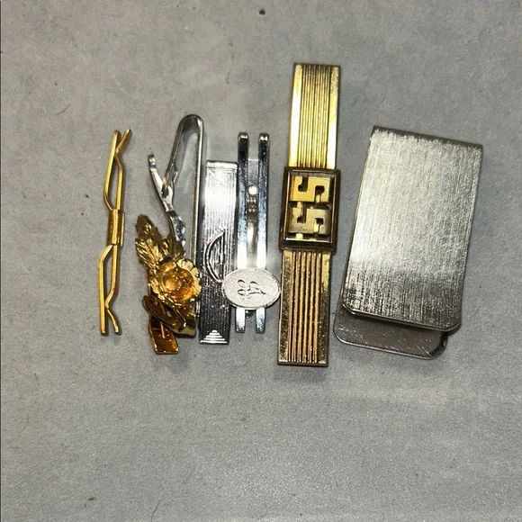Gold and Silver Tie Clip and money holder Set