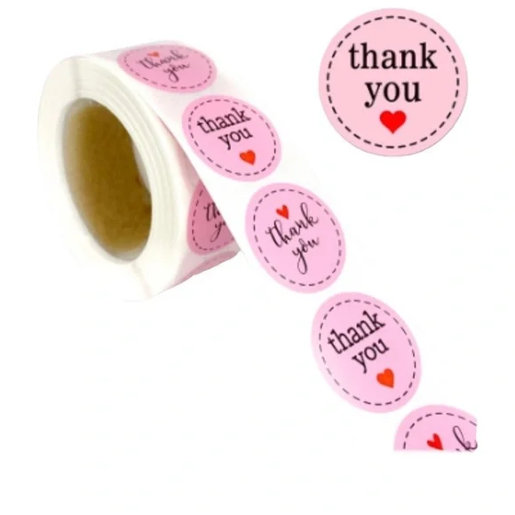 thank you stickers l 1 in round shipping supplies | pink stickers​​​​| SUPPLIES