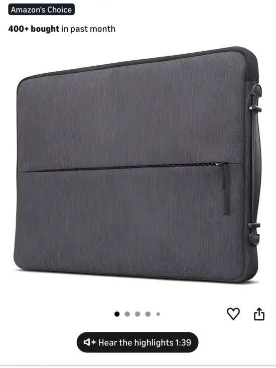 Lenovo Water-Resistant Laptop Sleeve with Front Zip Pocket