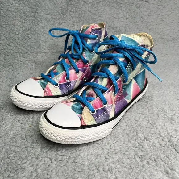 Converse All‎ Star Sneakers Chuck Taylor Hi Top Junior 1 Pastel Triangles Pink