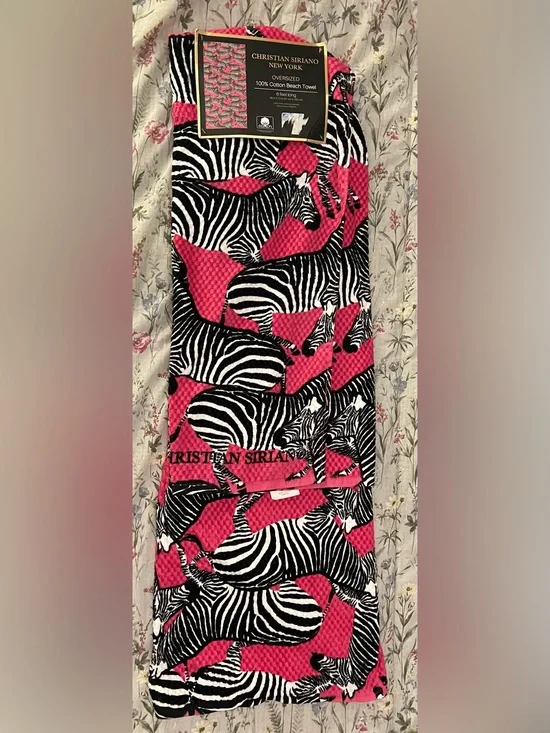 Christian Soriano New York Fuchsia Zebra Beach Towel