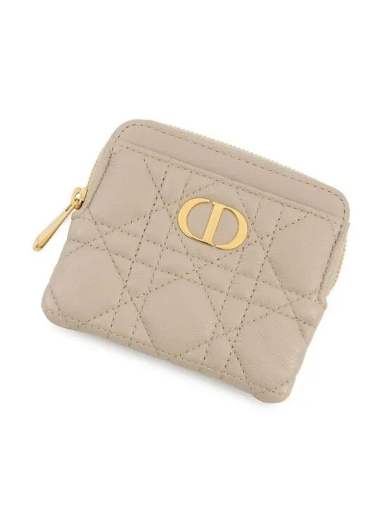 Dior Coin Case Cannage Caro Lavender Wallet Calf Leather
