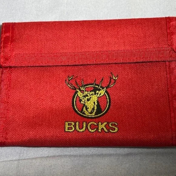 NEW Vintage 1980's Canvas Bucks Unisex Wallet BI/TRI FOLD Red with Logo