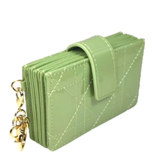 Dior Lady Dior “Jasmine” Card Holder – Mint Green Patent Cannage Calfskin - New