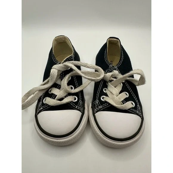 Converse All Star Toddler Sneakers‎ Low Top Black Canvas Shoes US Size 5