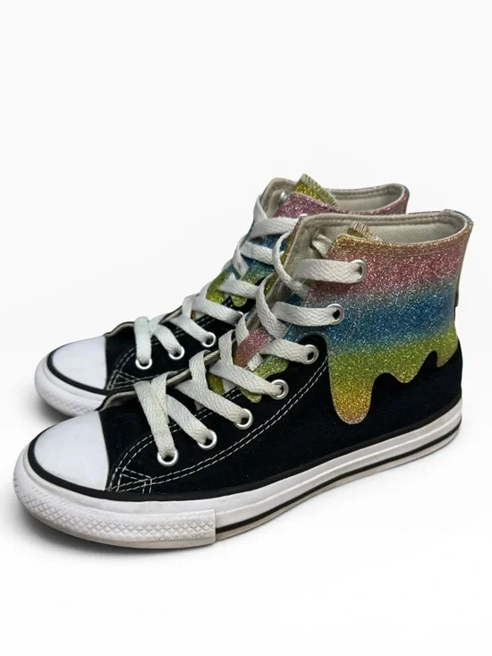 Converse Chuck Taylor All Star Glitter Drip High Top Sneakers Youth Size US 2