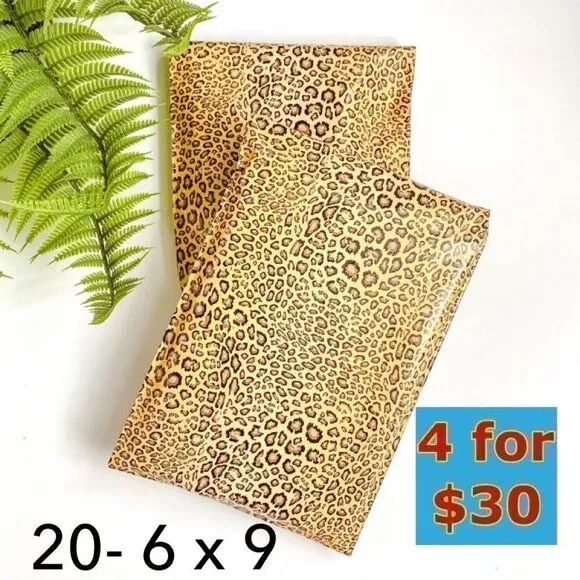 20- 6 x 9 Leopard Print Poly Mailers