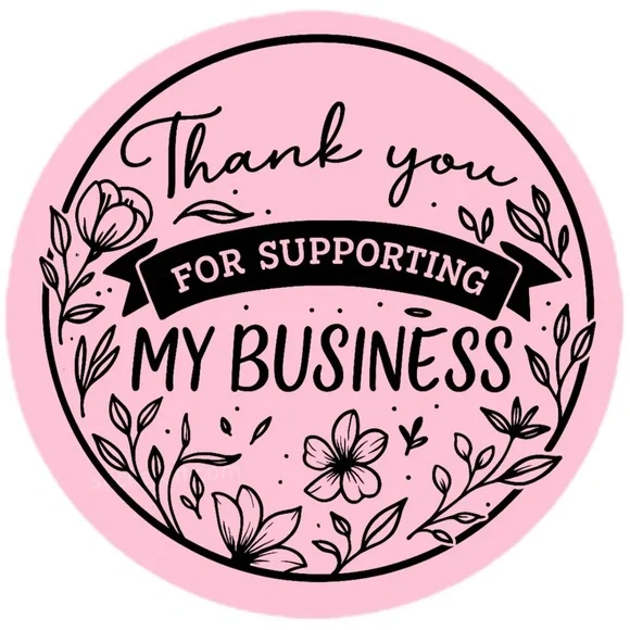 Thank You for Supporting My Business Sticker 2” | Floral Label for Packaging