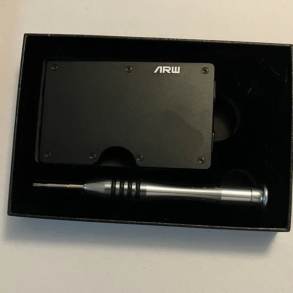 New Black Wallet with Silver Tool