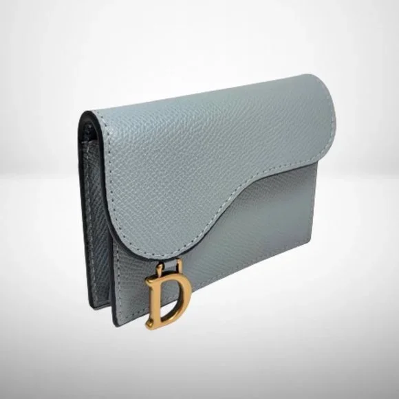 Dior Saddle Lotus Wallet in Cloud Blue Goatskin - Stunning
