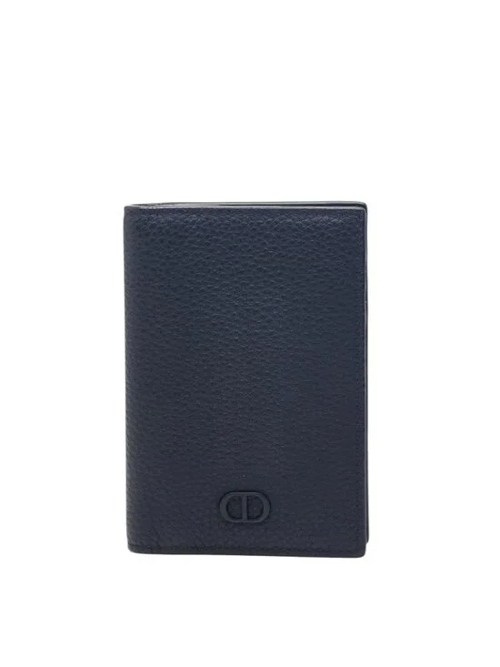 Dior Card Case Navy Leather