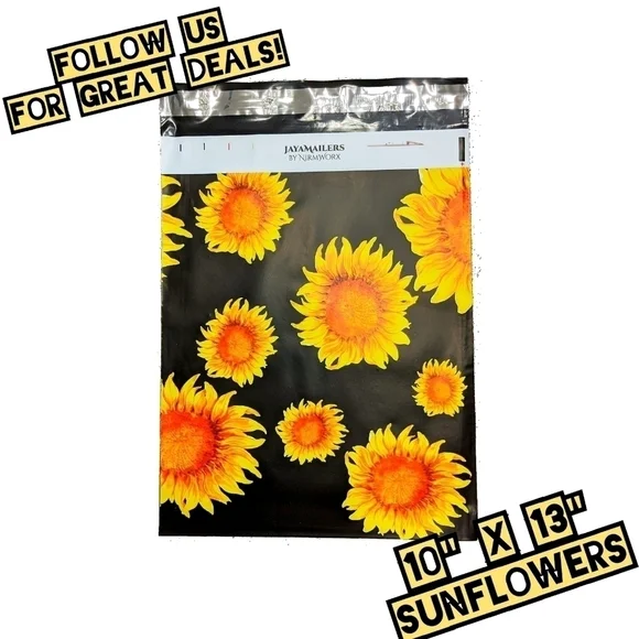 100 Poly Mailers 10x13 Sunflowers