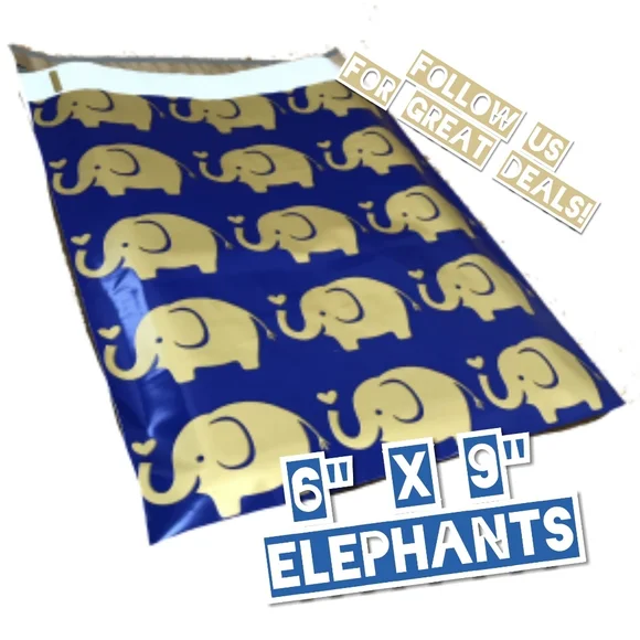 50 Elephants 6x9 Poly Mailers