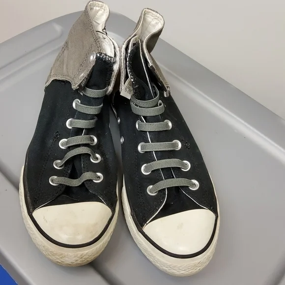 converse accessibility no tie high top shoes junior size 6 black and g