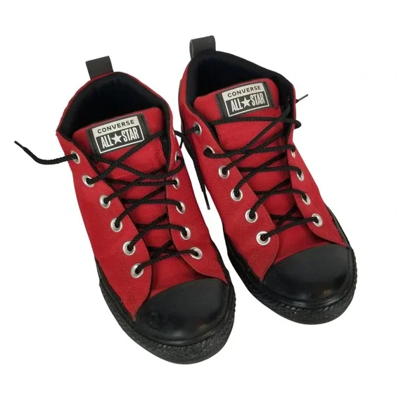 Converse Chuck‎ Taylor All Star Street Mid Top Red Black Canvas Junior Size 5