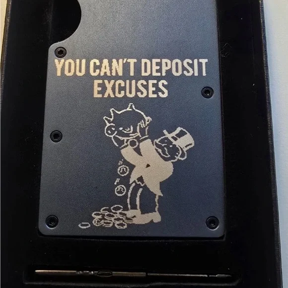 Better Than The Ridge Wallet with Cash Strap - Blue Monopoly Quote, BRAND NEW!