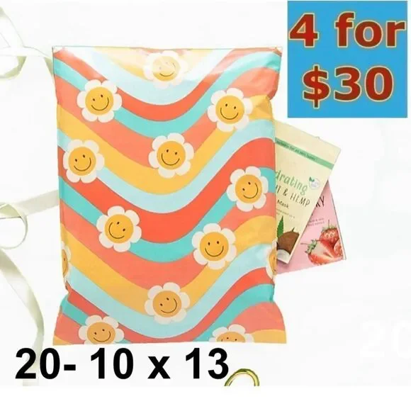 20- 10” x 13” Crazy Wavy Daisy Print Poly Mailers