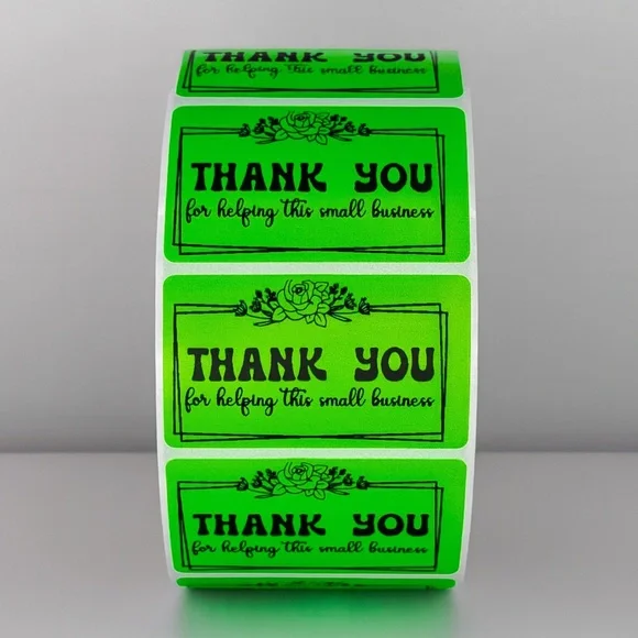 Thank You Small Business Stickers | Mint Green Floral Packaging Labels