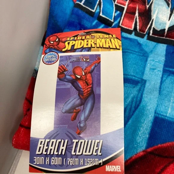 The Amazing Spider Man Beach or Bath Towel 30 x 60 NWT 2010 Spider Sense Marvel