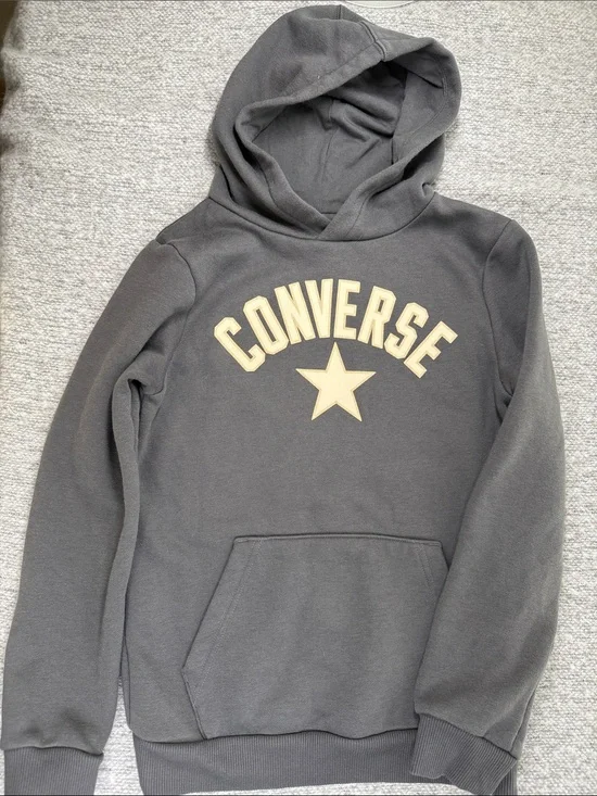 Kids Converse Gray Hoodie with Cream Logo Star Size M (10-12)