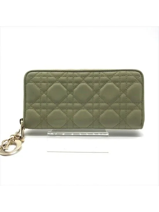 Dior Cannage Leather Wallet Green