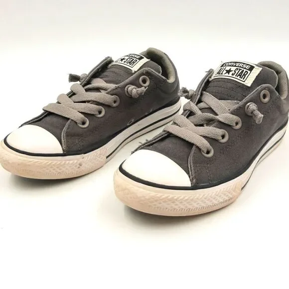 Converse All Star Junior Sz 1 Low Top Sneakers Gray Padded Lace Up Chuck…