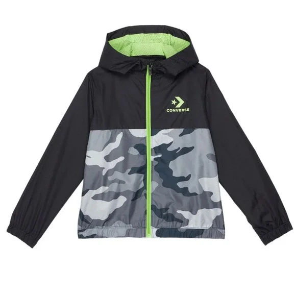 NWT Converse Camouflage/Camo Color Block Windbreaker Jacket (Size S)