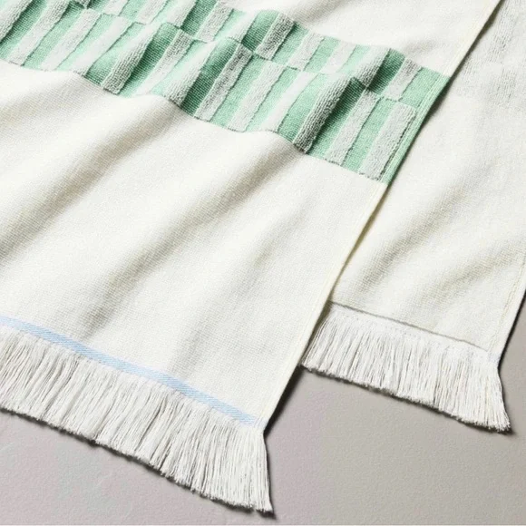 Hearth & Hand with Magnolia XL Check Print Beach Towel Cream/Green Jumbo