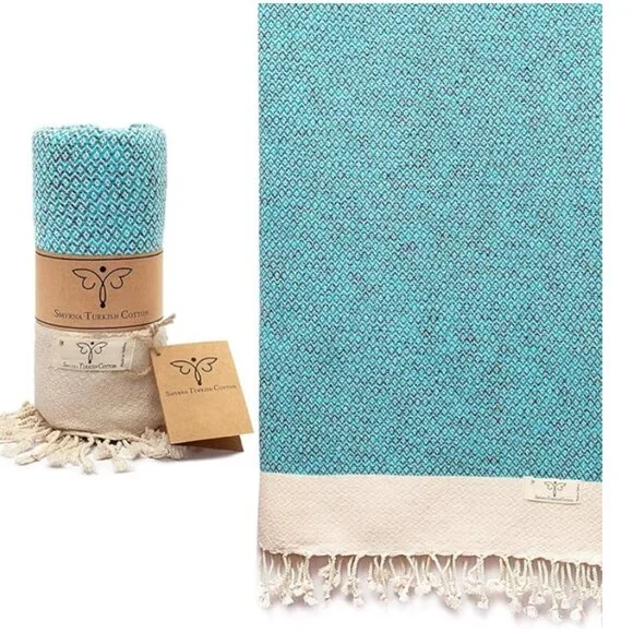 SMYRNA TURKISH COTTON Turkish Beach Towel Oversized, 37x71 inch, Pair of 2 or 1