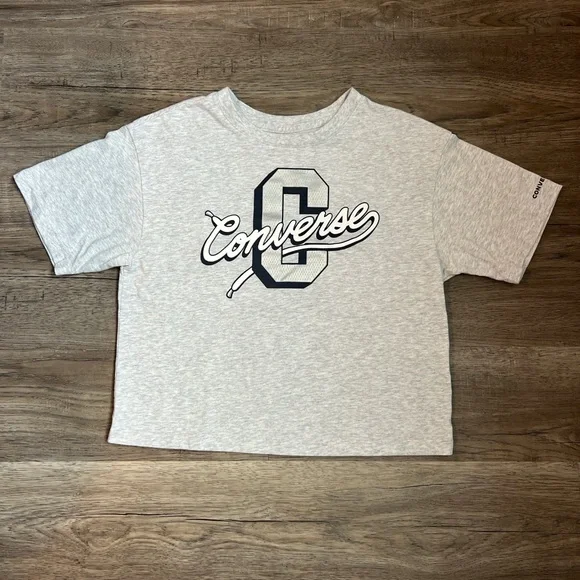 Converse Girl's Light Gray Short‎ Sleeve Tee with Logo Size Large
