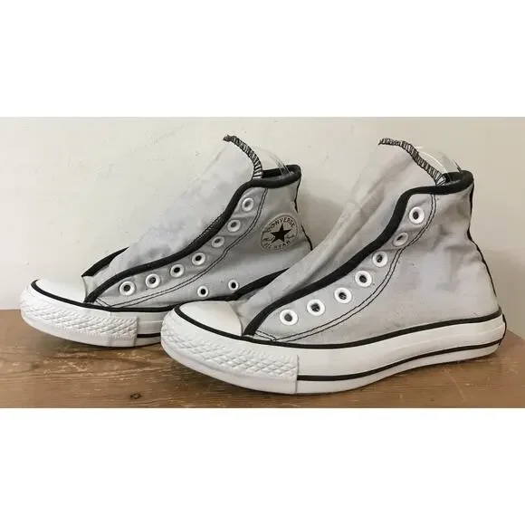 Converse All Stars Chuck Taylor Black Gray Laceless High Top Sneakers Kids 4