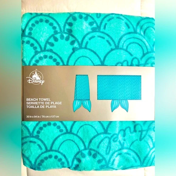 Disney Little Mermaid Ariel Mermaid Tail Fins Deluxe Beach Towel 30