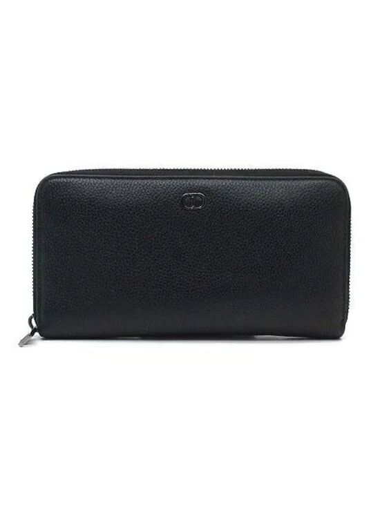 Dior Cdlogo Zip Around Wallet Leather Black