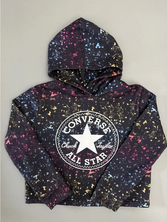 Converse Chuck Taylor Hoodie Kids Size M 10-12 Years Black Splatter Print