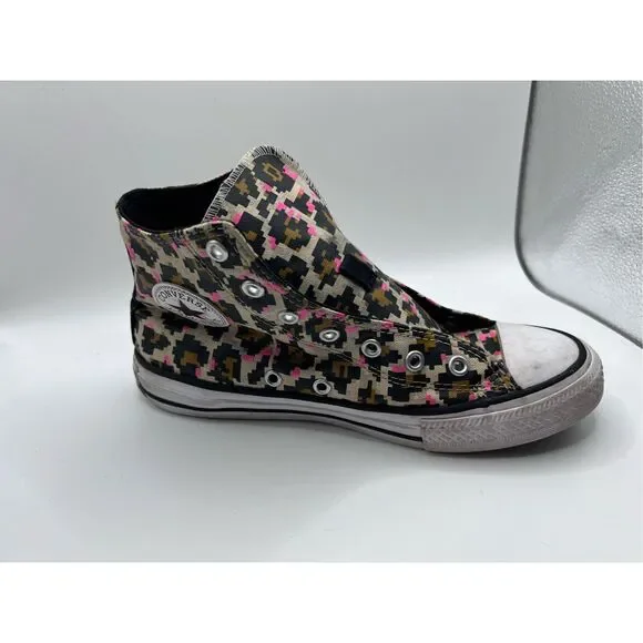 Converse Chuck Taylor Hi Top Sneakers Youth Size 4 Leopard Print Lace Up‎ Shoes