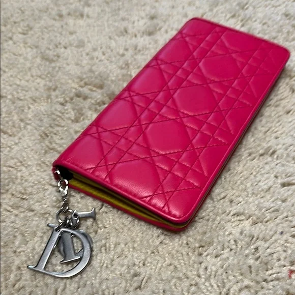 Dior Tricolor Cannage Quilted Leather Wallet